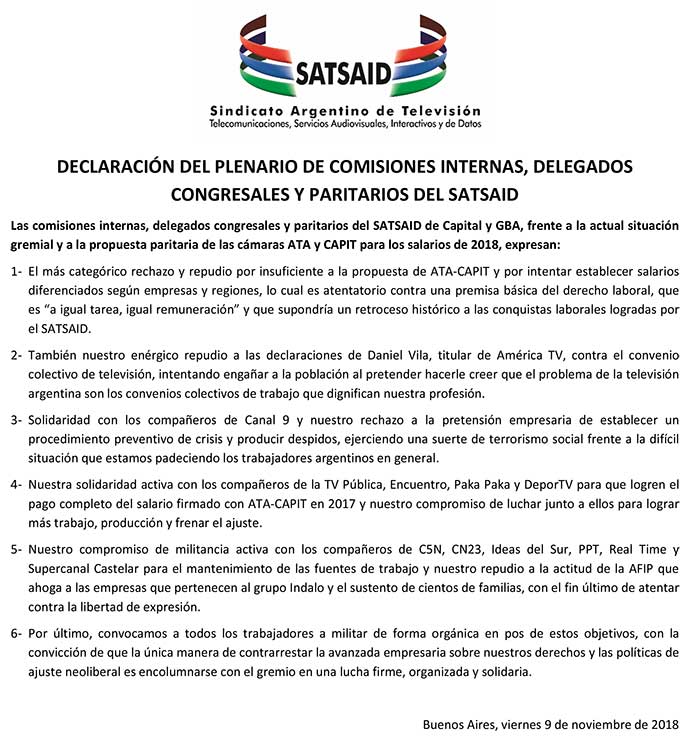 declaracion-del-plenario-de-comisiones-internas-delegados-congresales-y-paritarios-del-satsaid
